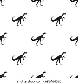 Dinosaur Gallimimus icon in black style isolated on white background. Dinosaurs and prehistoric symbol stock vector illustration