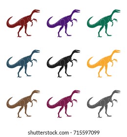 Dinosaur Gallimimus icon in black style isolated on white background. Dinosaurs and prehistoric symbol stock vector illustration