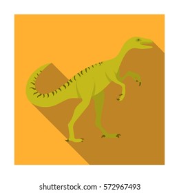 Dinosaur Gallimimus icon in flat style isolated on white background. Dinosaurs and prehistoric symbol stock vector illustration