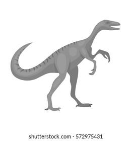 Dinosaur Gallimimus icon in monochrome style isolated on white background. Dinosaurs and prehistoric symbol stock vector illustration