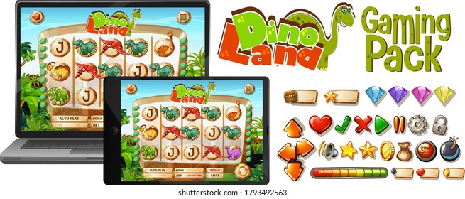 Dinosaur game on laptop screen illustration