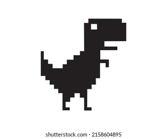 Dinosaur game pixel logo vector