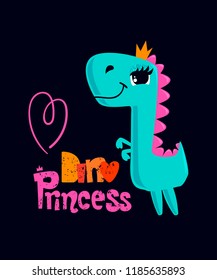 dinosaur girl t shirt design. Funny girlish t rex illustration.