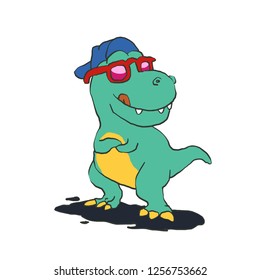 Dinosaur with glasses and hat