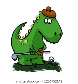 Dinosaur  golfer - funny dinosaur
