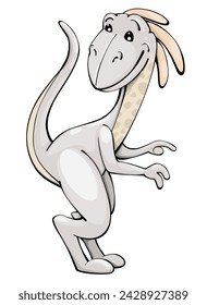 A dinosaur, gray in cartoon style. Vector illustration, on an isolated background.