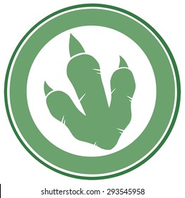 Dinosaur Green Footprint Circle Label Design. Vector Illustration