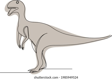 dinosaur green one line drawing isolated