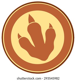 Dinosaur Green Paw Print Circle Label Design. Vector Illustration