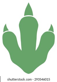 Dinosaur Green Paw Print. Vector Illustration Isolated On White Background