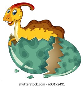 Dinosaur In Grey Egg Illustration