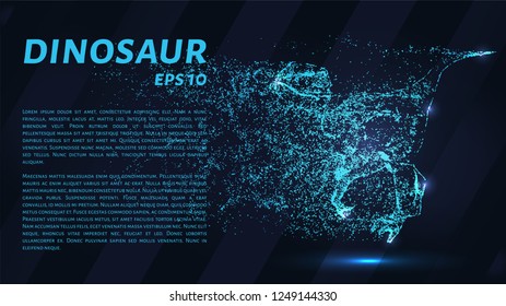 Dinosaur. A grid of blue stars in the night sky. Points of light create the shape of a dinosaur. Lizard, Jurassic, predator, ancient or other concept illustration or background