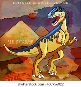 Dinosaur in the habitat. Vector Illustration Of Staurikosaur