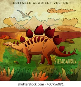 Dinosaur in the habitat. Vector Illustration Of Stegosaur