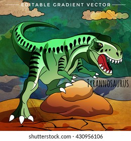 Dinosaur in the habitat. Vector Illustration Of Tyrannosaur
