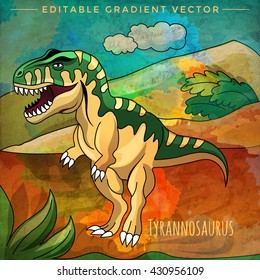 Dinosaur in the habitat. Vector Illustration Of Tyrannosaur