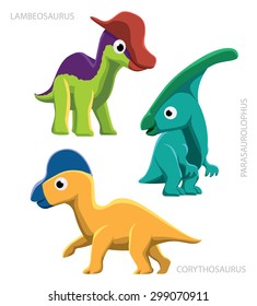 Dinosaur Hadrosaurs Vector Illustration (Duck billed)