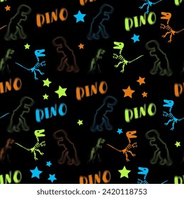 Dinosaur halftone creative flat seamless pattern. Wallpaper, textile, wrapping paper design