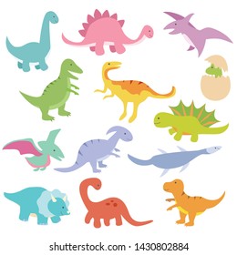 Dinosaur hand drawn collection set with cute drawing style