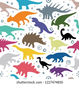 Dinosaur. Hand drawn dinosaurs seamless colorful vector background.
Dinosaur sketch drawing illustration.