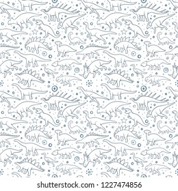 Dinosaur. Hand drawn dinosaurs vector seamless background.
Dinosaur sketch drawing illustration.