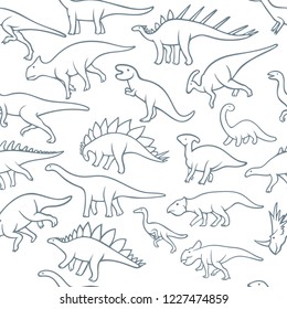 Dinosaur. Hand drawn dinosaurs vector seamless background.
Dinosaur sketch drawing illustration.