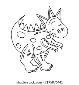 Dinosaur in hand drawn doodle style . Vector illustration isolated on white background for print and poster. Funny dino.