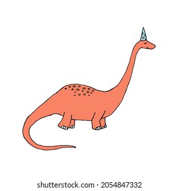 Рink dinosaur, happy and have a rest. Isolate. Cute illustrations for boys and girls  prints on t-shirts, children and adult design.