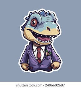 Dinosaur happy sticker vector design