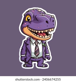 Dinosaur happy sticker vector design