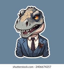 Dinosaur happy sticker vector design