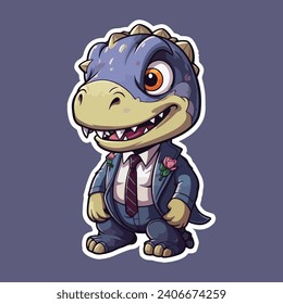 Dinosaur happy sticker vector design