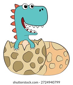 Dinosaurio que eclosiona de un huevo sobre un fondo blanco