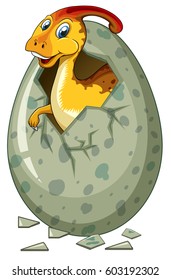 Dinosaur hatching egg on white background illustration