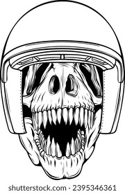 Dinosaur head in black and white outline