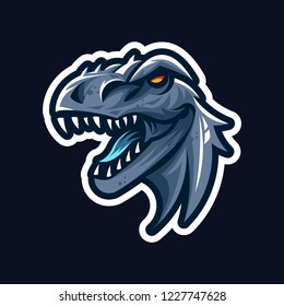 Dinosaur head logo, emblem. T-rex monster.