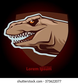 dinosaur head for logo, simple illustration, sport team emblem, security idea, mascot, color, vector