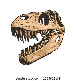 Dinosaur head skeleton vector clip art on white background