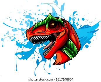 dinosaur head sketch vector color drawing of a brown leather
