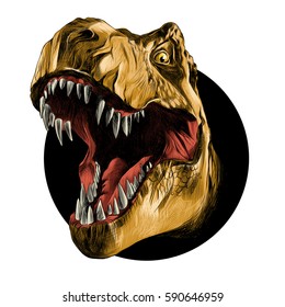 dinosaur head sketch vector color drawing of a brown leather