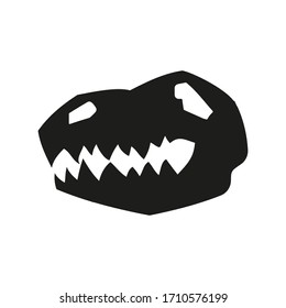 Dinosaur head skull icon, archeology and paleontology symbol. Dinosaurs were the dominant terrestrial vertebrates of the Mesozoic, especially in the Jurassic and Cretaceous periods. EPS 10.