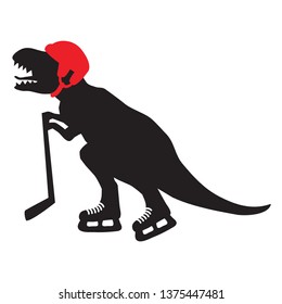 Dinosaur hockey player silhouette image