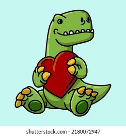 Dinosaur Holding Heart, a perfect illustration for dinosaur lover.