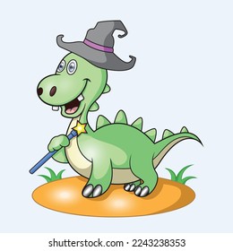 a dinosaur holding a star stick