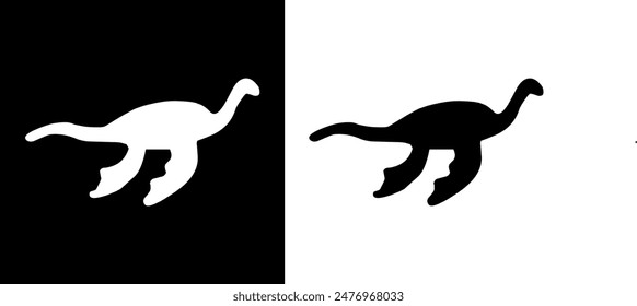 Dinosaur icon. Ancient animals. Giant beast. Black icon. Silhouette icon.