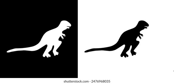 Dinosaur icon. Ancient animals. Giant beast. Black icon. Silhouette icon.