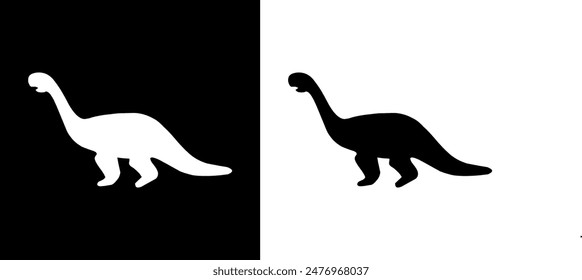 Dinosaur icon. Ancient animals. Giant beast. Black icon. Silhouette icon.