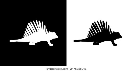 Dinosaur icon. Ancient animals. Giant beast. Black icon. Silhouette icon.