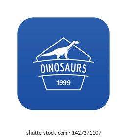 Dinosaur icon blue vector isolated on white background