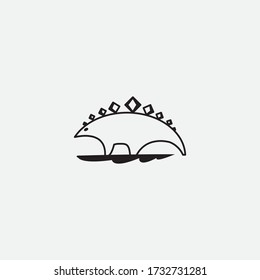 dinosaur icon illustration in black vector design